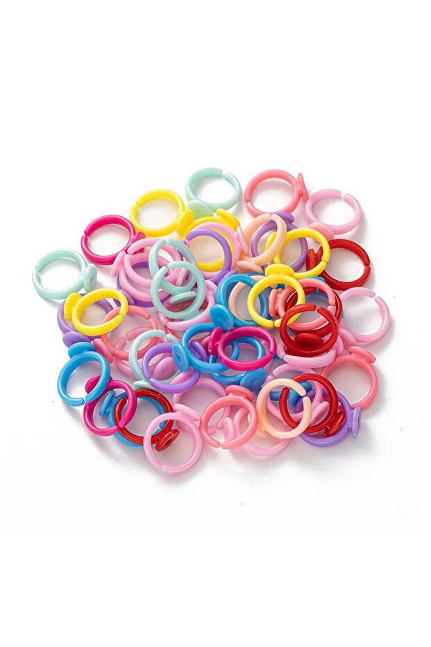 Colorful 100pcs Clear Plastic Adjustable Rings Base for Small Baby Child Kids 9mm Blank Finger Craft
