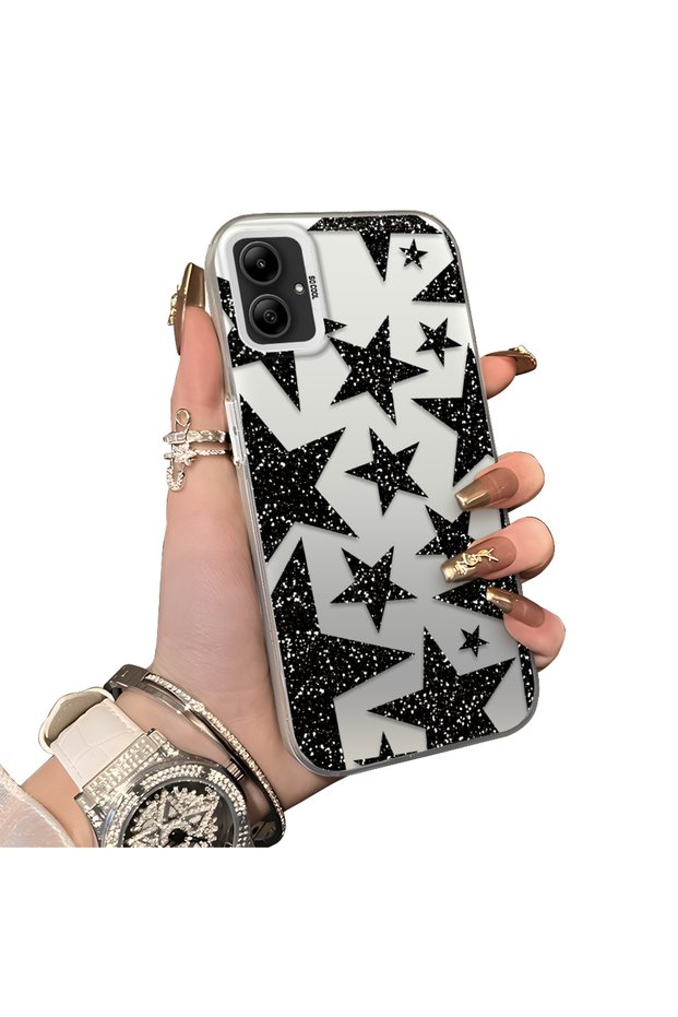Samsung Galaxy A05 Compatible Silicone Edge Hard Back Anti-Fall Case Star Patterns
