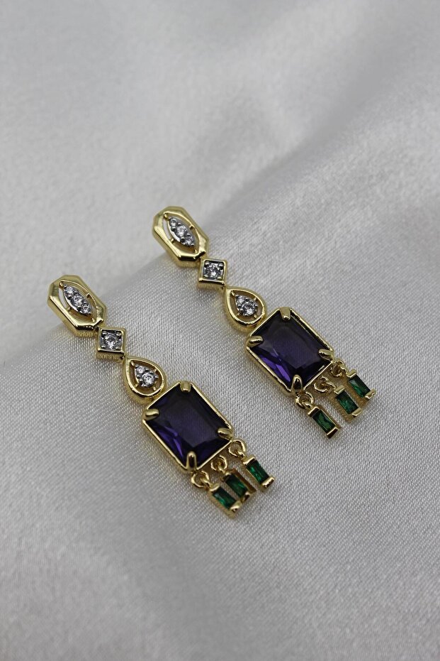 Vip Steel Color Zircon Stone Focus Chakra Model Earrings