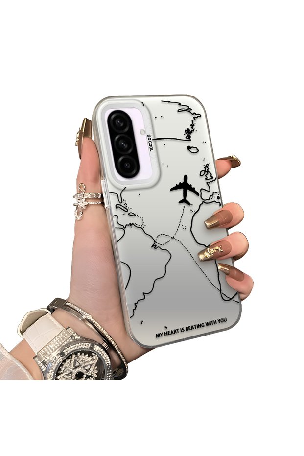 Samsung Galaxy A36 Compatible Silicone Edge Hard Back Anti-Fall Case Airplane Patterns