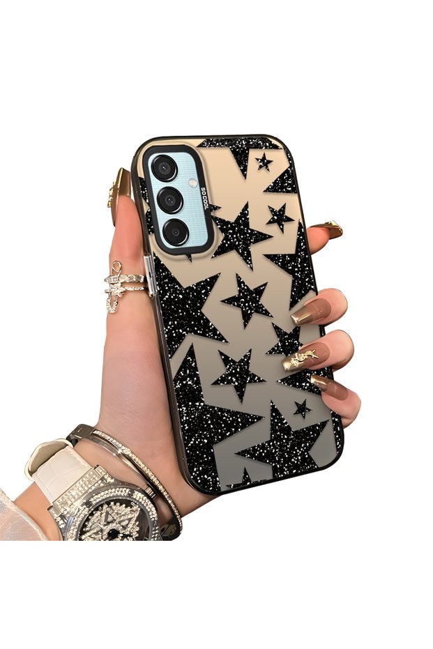 Samsung Galaxy M15 Compatible Silicone Edge Hard Back Anti-Fall Case Star Patterns