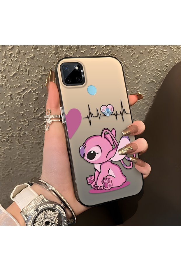 حافظة بنمط مزدوج متوافقة مع Realme C21Y/C25Y، حافة من السيليكون، ظهر صلب مضاد للسقوط
