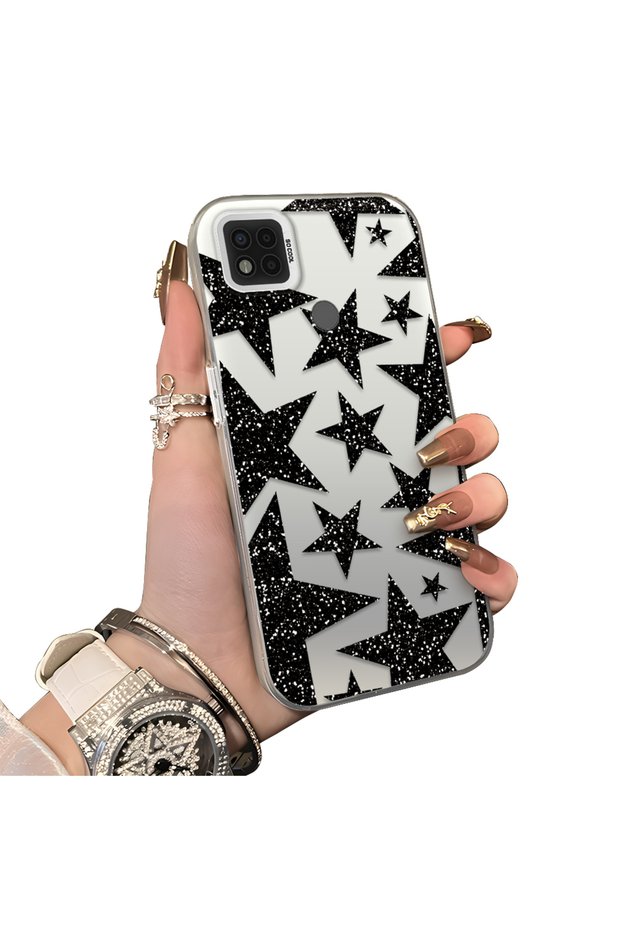 Xiaomi Poco C31 Compatible Silicone Edge Hard Back Anti-Fall Case Star Patterns