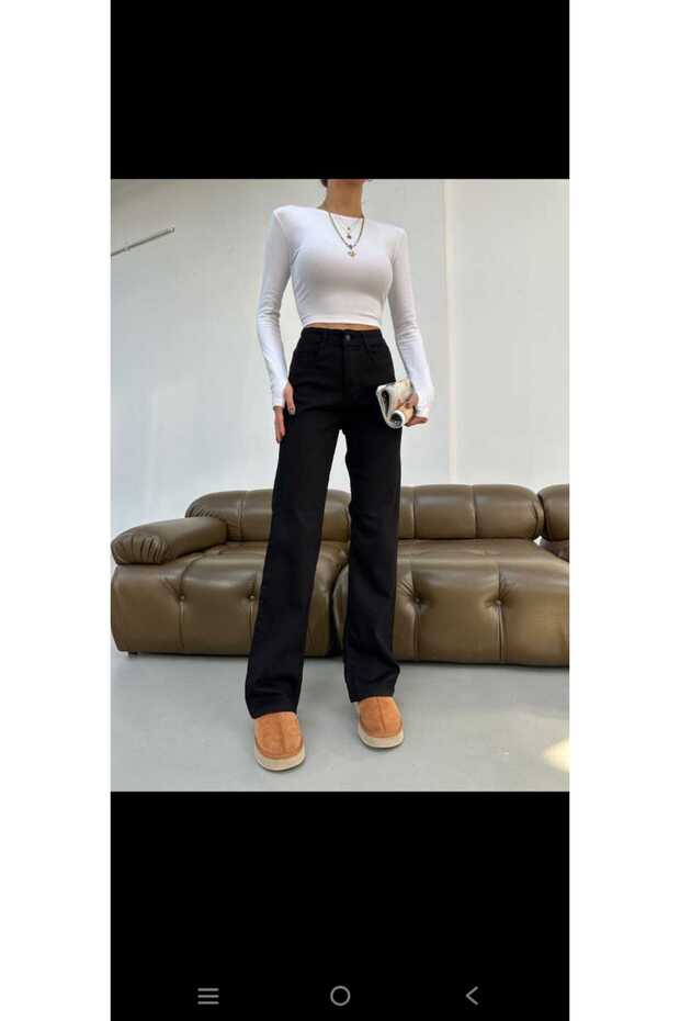 Pants, Black Stretch Fabric High Waist Pants Bootcut Pants