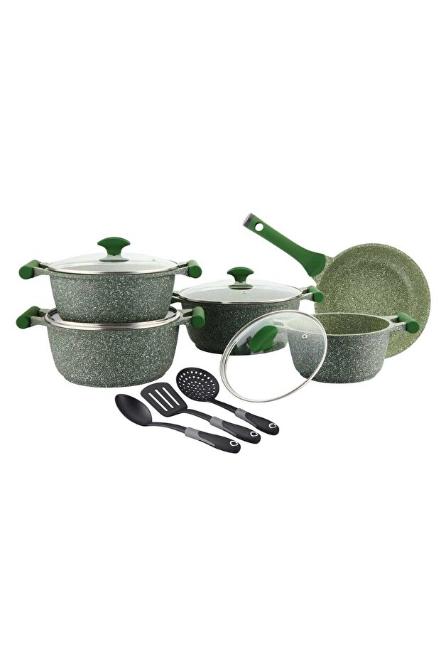 Granite Cookware Set, 12 pcs, Green