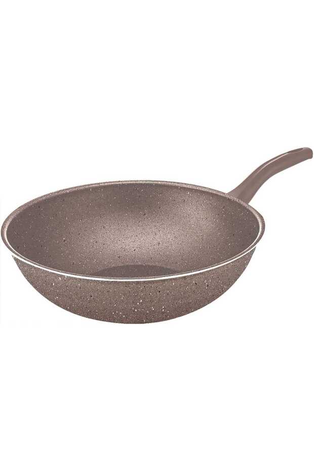 Granite Coated Aluminium Wok Pan, 28 cm, Brown