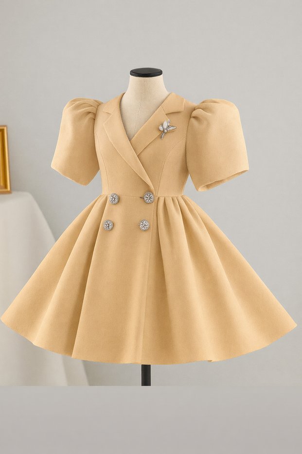 Special Design Umay Model Light Brown Color Girl's Evening Dress with Stone Accessories
