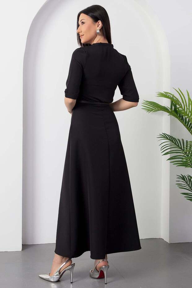 Fuları Kemerli Atlas Elbise DKS1366 - 8