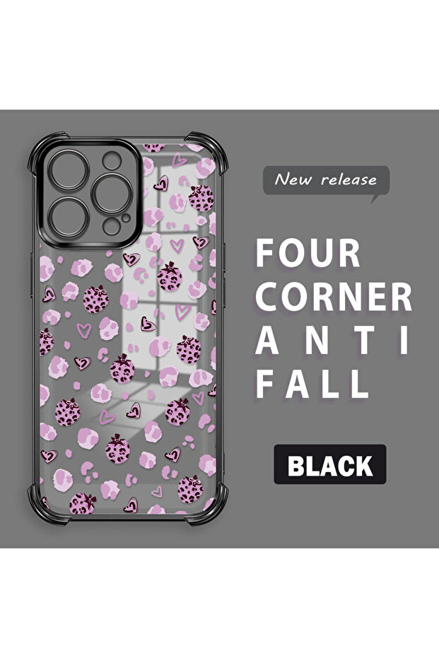 iPhone 15 Pro Compatible Transparent Silicone Flutter Protective Case Strawberry Patterns - 1