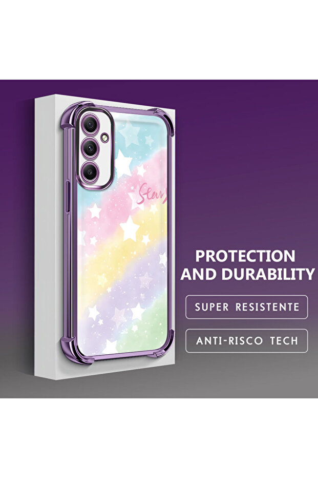 حافظة حماية من السيليكون الشفاف المتوافقة مع هاتف Samsung Galaxy A34 بأنماط قوس قزح - 4