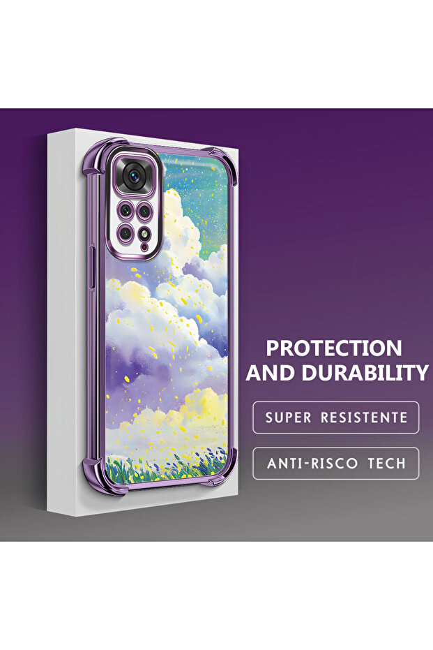 حافظة حماية من السيليكون الشفاف المتوافقة مع هاتف Xiaomi Redmi Note 11S، أنماط سحابية ملونة - 5