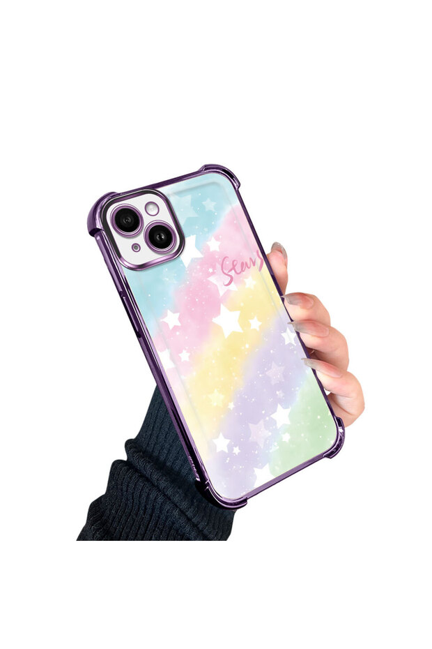 حافظة حماية من السيليكون الشفاف المتوافقة مع iPhone 14 Plus بأنماط قوس قزح - 3