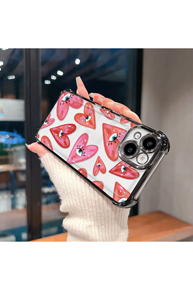 غطاء حماية شفاف من السيليكون متوافق مع آيفون 15 بنمط العين الشريرة - 6