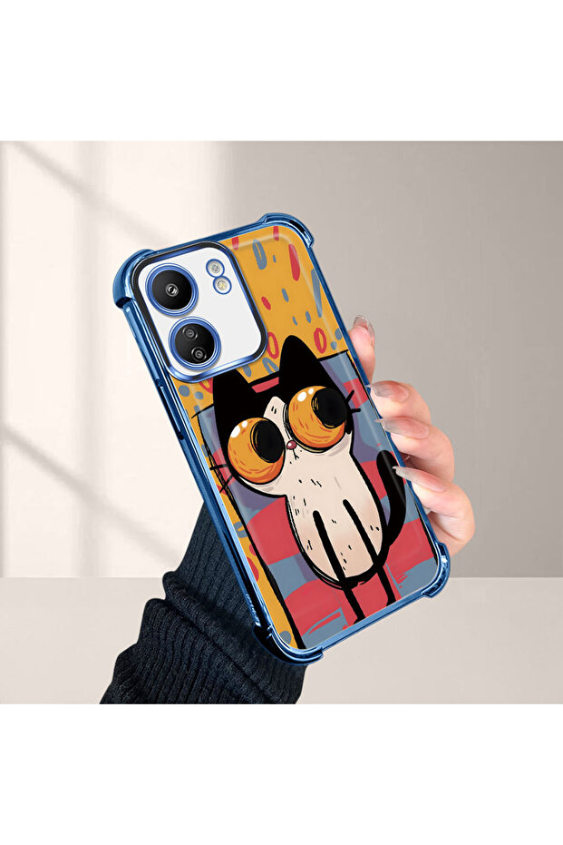 Xiaomi Redmi 13C Compatible Transparent Silicone Flutter Protective Case Kitten Patterns - 4