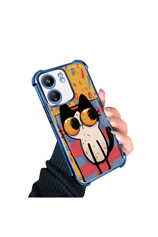 Xiaomi Redmi 13C Compatible Transparent Silicone Flutter Protective Case Kitten Patterns - 3