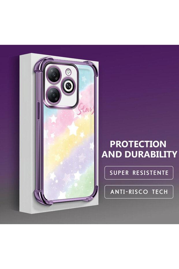 حافظة حماية من السيليكون الشفاف المتوافقة مع Infinix Smart 8/8 Pro بأنماط قوس قزح - 4