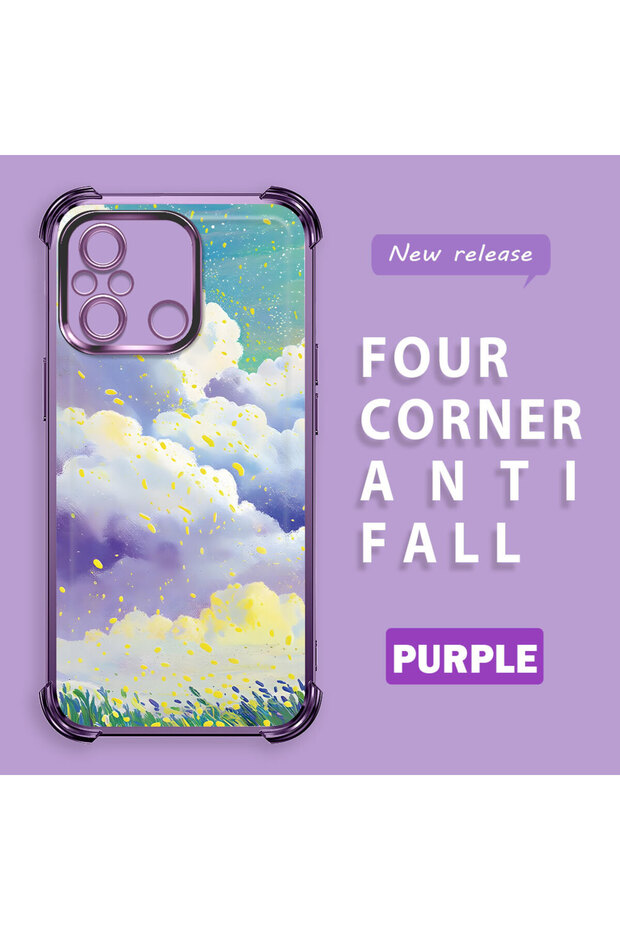 حافظة حماية من السيليكون الشفاف المتوافقة مع هاتف Xiaomi Redmi 12C، أنماط سحابية ملونة - 2