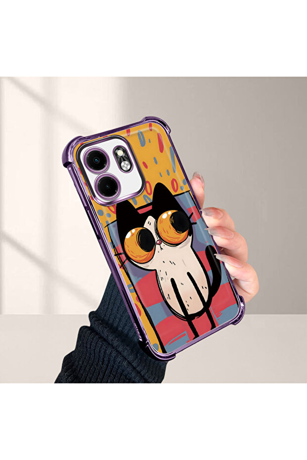 Infinix Smart 9 Compatible Transparent Silicone Flutter Protective Case Kitten Patterns - 4