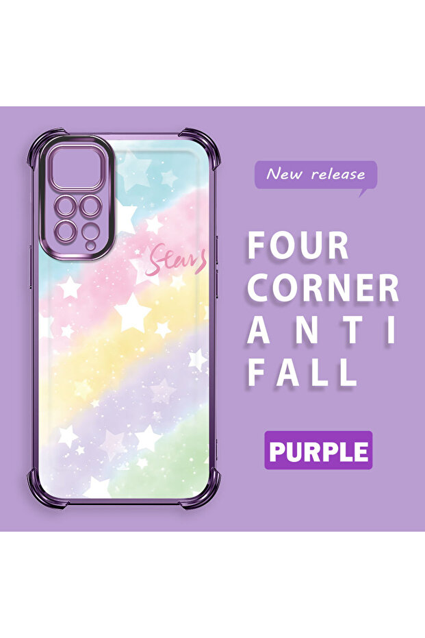 حافظة حماية من السيليكون الشفاف المتوافقة مع هاتف Xiaomi Redmi Note 11 بأنماط قوس قزح - 3