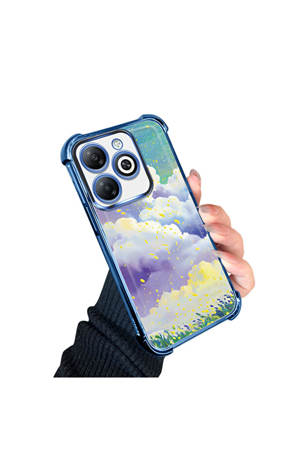 حافظة واقية من السيليكون الشفاف المتوافقة مع Tecno Spark 20/20C، أنماط سحابية ملونة - 3