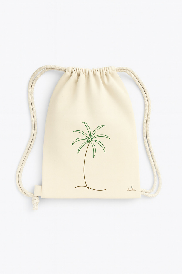 Palm Patterned Ruched Cloth Backpack Thin H Lightweight Raw Cloth Daily Use - 1