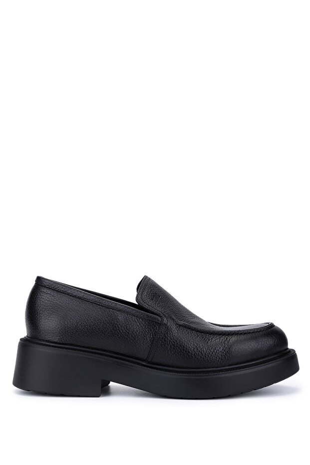 Men's Genuine Leather Black Floater Loafer Shoes