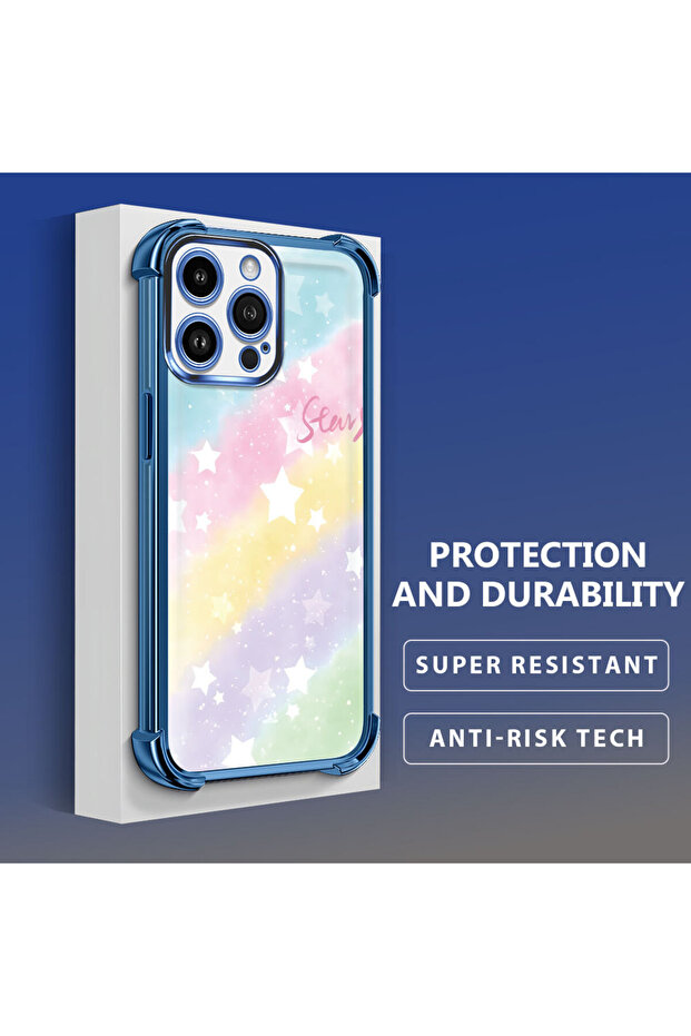 حافظة واقية من السيليكون الشفاف المتوافقة مع هاتف iPhone 14 Pro Max بأنماط قوس قزح - 4