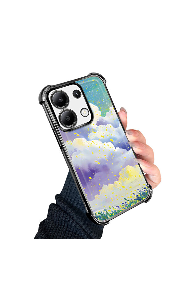 Xiaomi Redmi Note 13 Compatible Transparent Silicone Flutter Protective Case Colorful Cloud Patterns - 4