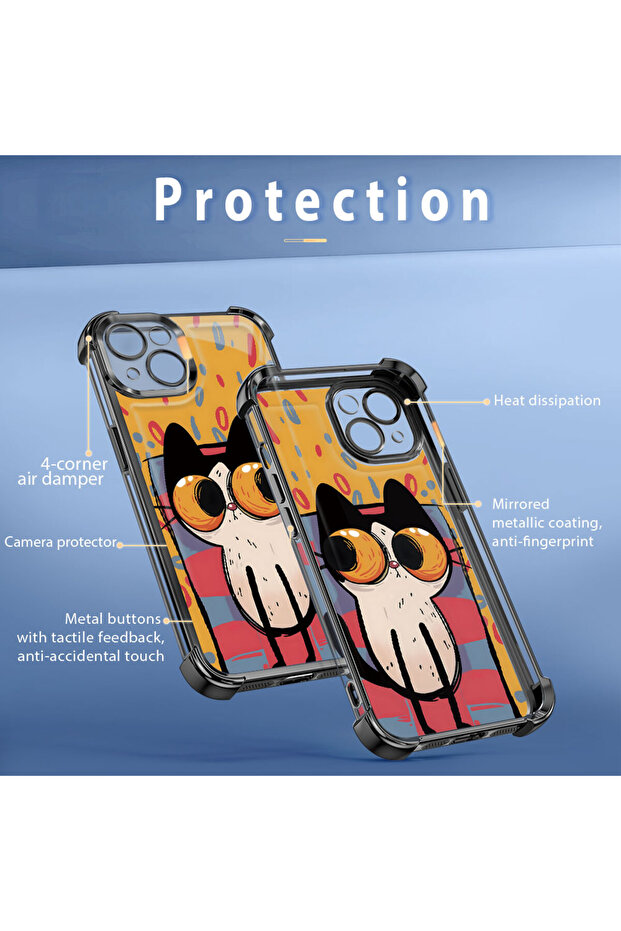 iPhone 16E Compatible Transparent Silicone Flutter Protective Case Kitten Patterns - 8