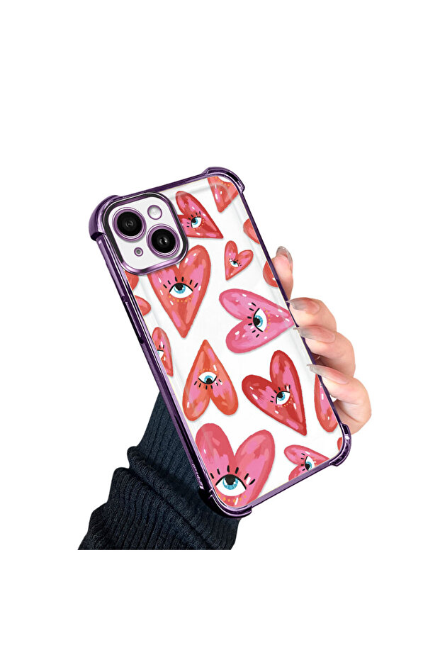 حافظة حماية من السيليكون الشفاف المتوافقة مع هاتف iPhone 14 Plus بنمط العين الشريرة - 2