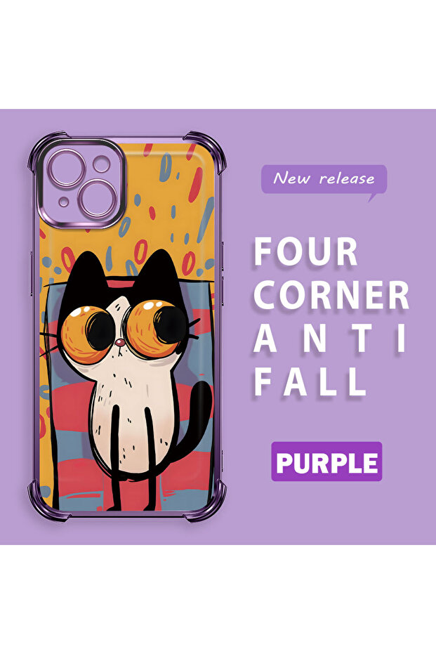 iPhone 14 Plus Compatible Transparent Silicone Flutter Protective Case Kitten Patterns - 2