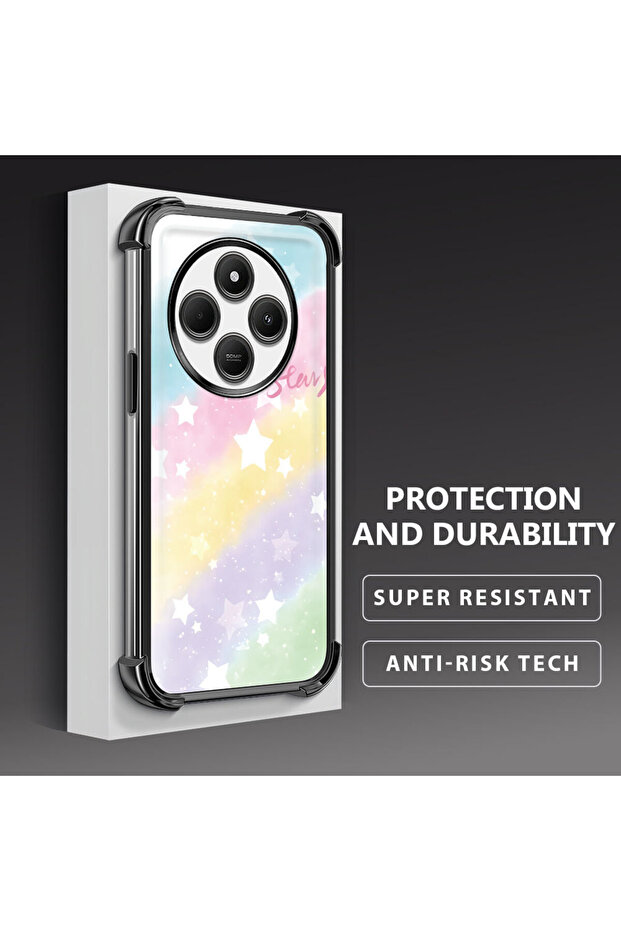 حافظة حماية من السيليكون الشفاف المتوافقة مع Xiaomi Redmi A4 بأنماط قوس قزح - 4