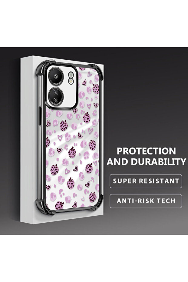 حافظة واقية من السيليكون الشفاف المتوافقة مع Xiaomi Poco C65 بأنماط الفراولة - 3