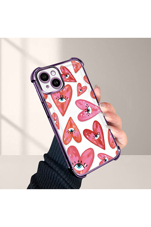 حافظة حماية من السيليكون الشفاف المتوافقة مع هاتف iPhone 14 Plus بنمط العين الشريرة - 4