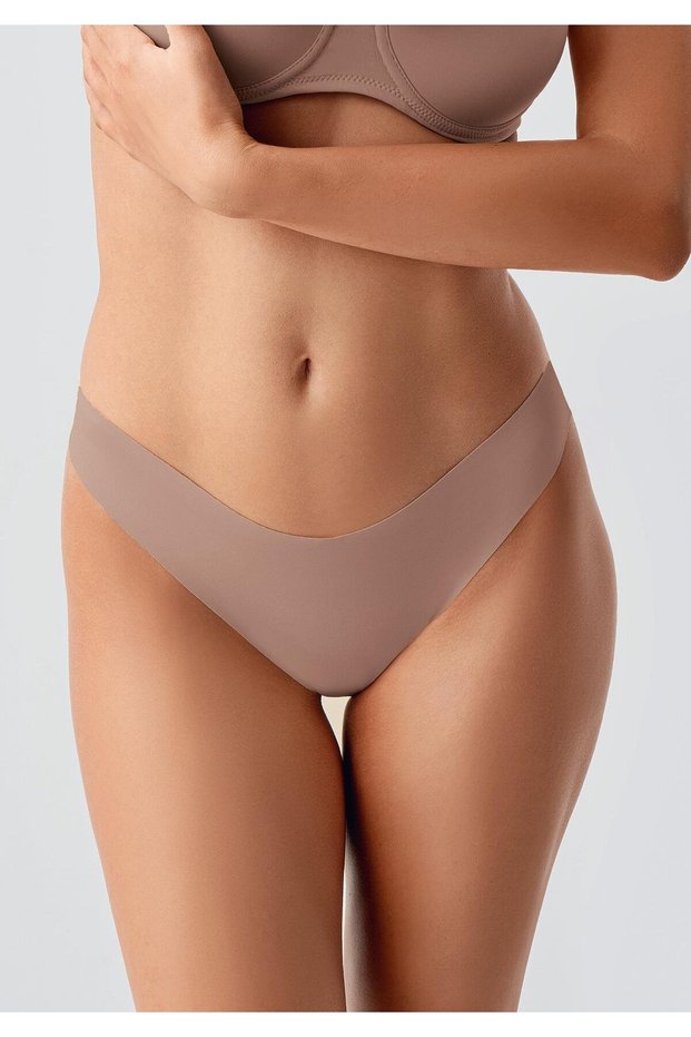 Non-Slip Waist Laser Brazilian Panties C19204 Cappucino