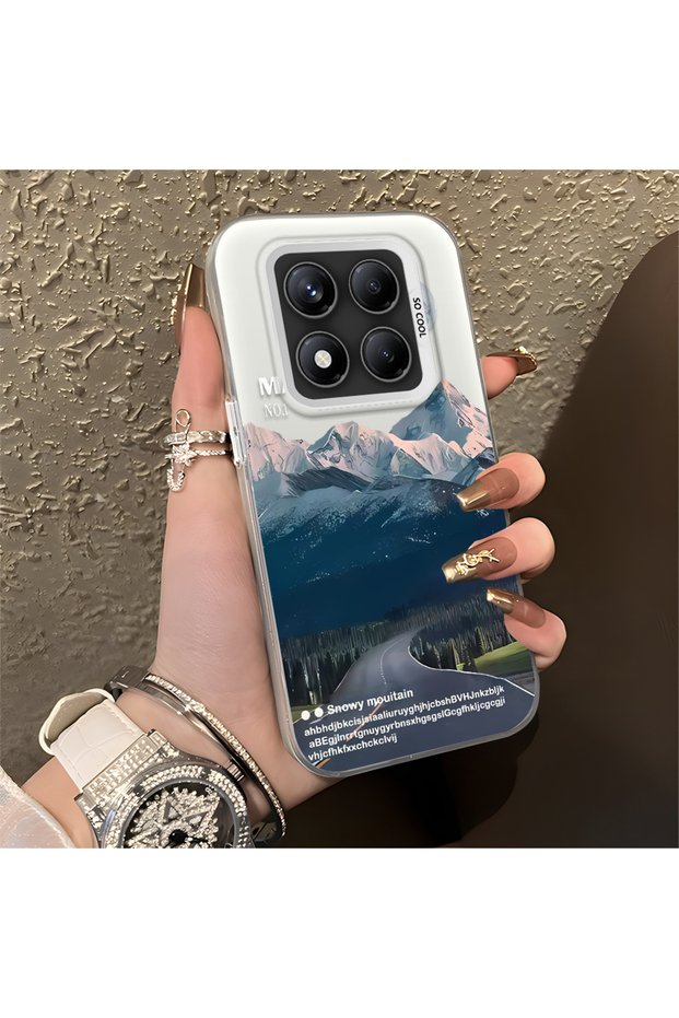 Xiaomi Redmi Note 14 Pro 5g Compatible Silicone Edge Hard Back Anti-Fall Case Mountain Peak Patterns