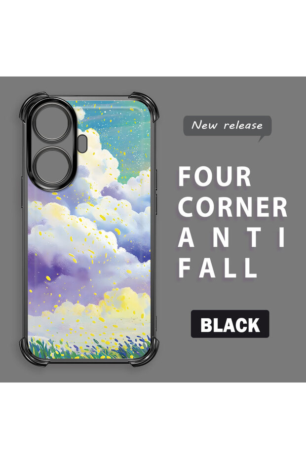 حافظة حماية من السيليكون الشفاف المتوافقة مع هاتف Realme C55، أنماط سحابية ملونة - 2