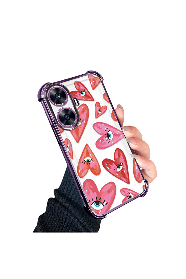 Realme C55 Compatible Transparent Silicone Flutter Protective Case Evil Eye Pattern - 2