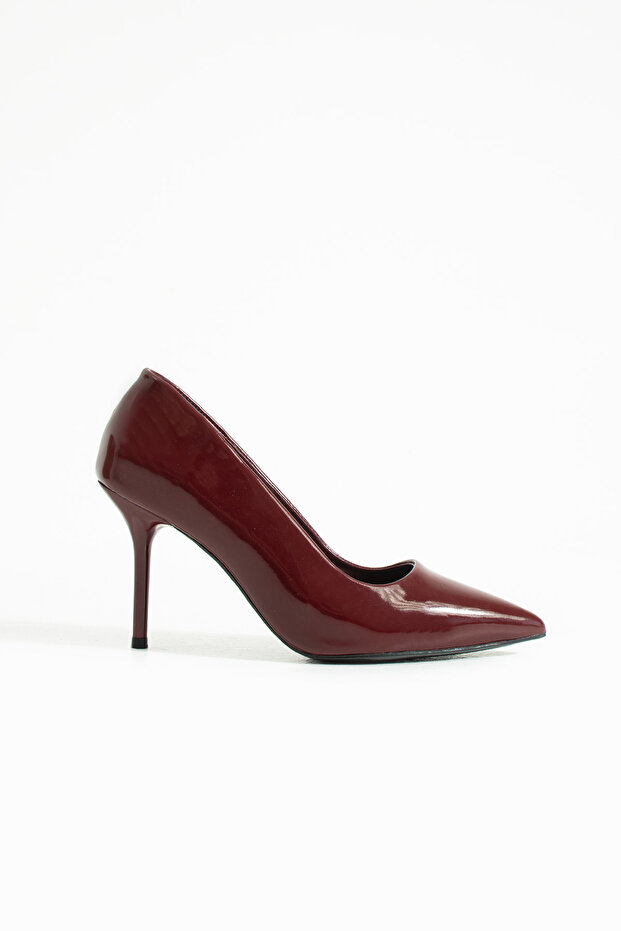 Bordo Rugan 9 cm Vegan Deri İnce Topuklu Stiletto | Etkileyici Şıklık! Mezuniyet Düğün Ofis İçin - 5