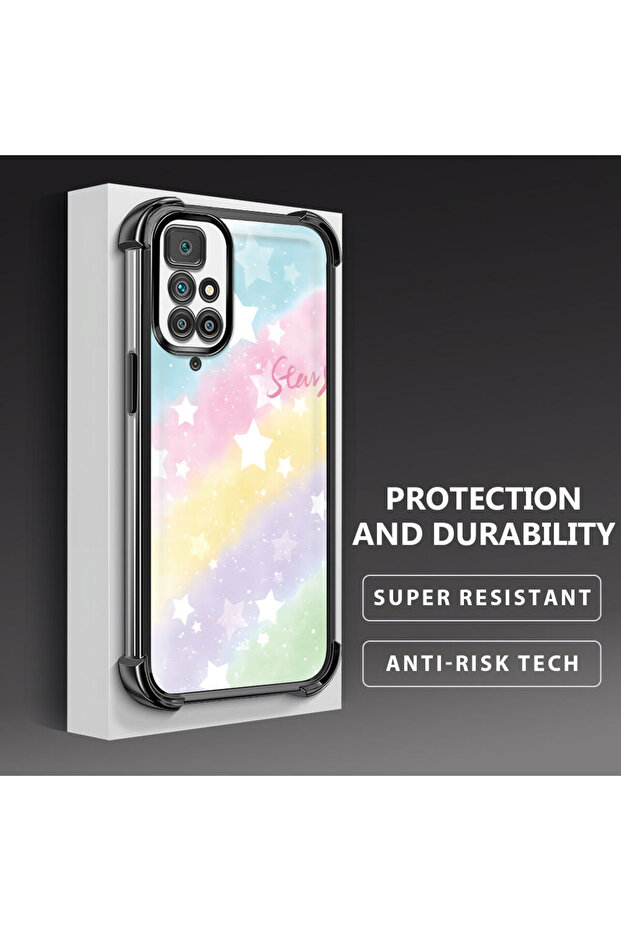 حافظة حماية من السيليكون الشفاف المتوافقة مع Xiaomi Redmi 10 بأنماط قوس قزح - 4