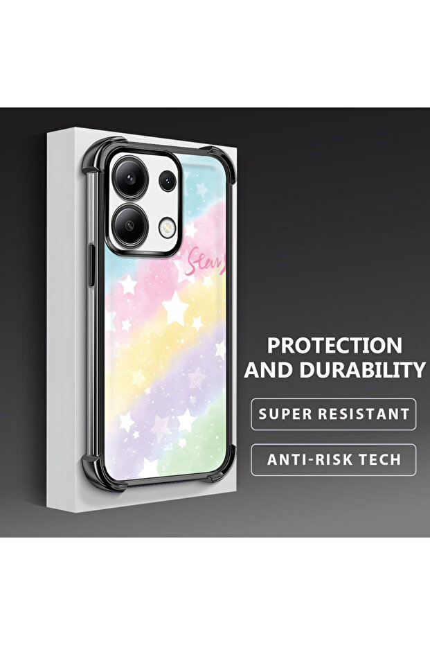 حافظة حماية من السيليكون الشفاف المتوافقة مع Xiaomi Redmi Note 13 بأنماط قوس قزح - 5