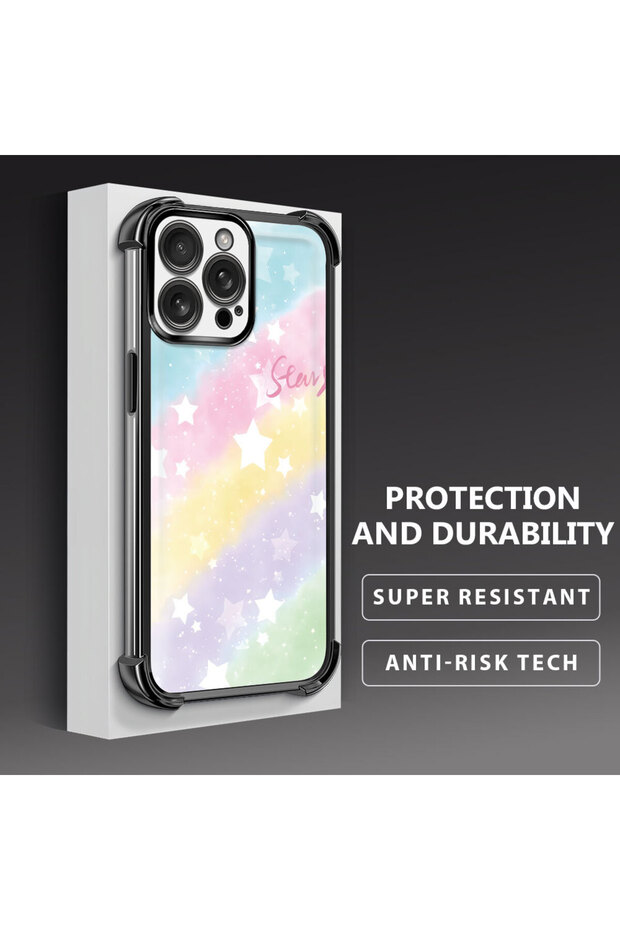 iPhone 16 Pro Max Compatible Transparent Silicone Flutter Protective Case Rainbow Patterns - 4