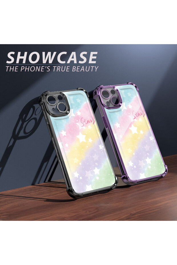 حافظة حماية من السيليكون الشفاف المتوافقة مع iPhone 12 بأنماط قوس قزح - 8