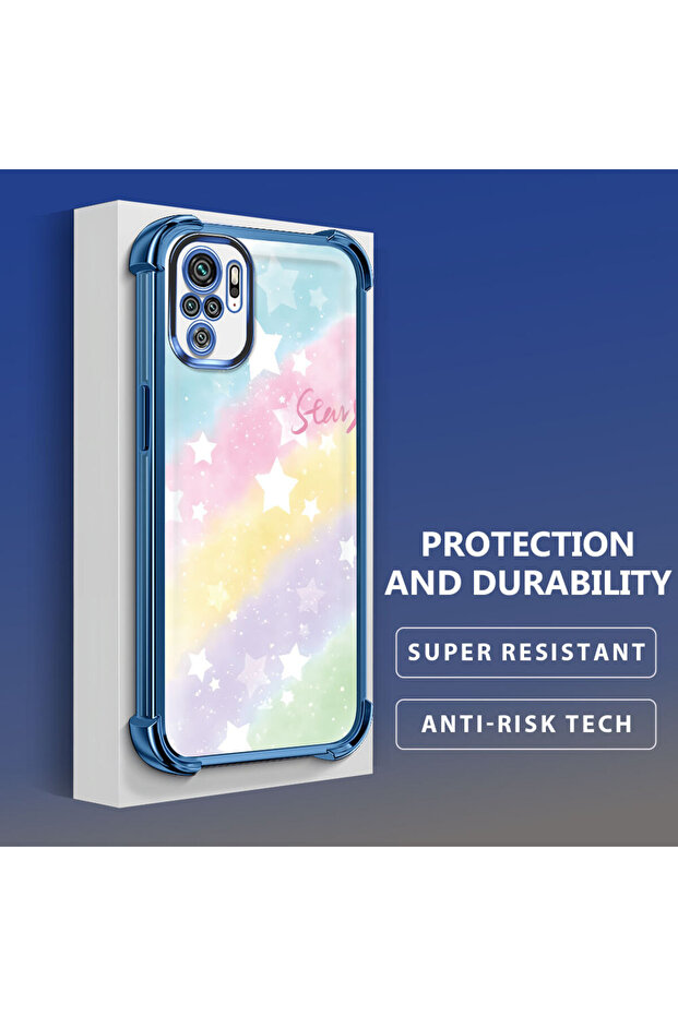 حافظة حماية من السيليكون الشفاف المتوافقة مع هاتف Xiaomi Redmi Note 10 بأنماط قوس قزح - 5