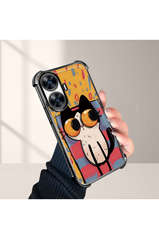 حافظة حماية من السيليكون الشفاف المتوافقة مع هاتف Realme C55 بأنماط القطط الصغيرة - 4