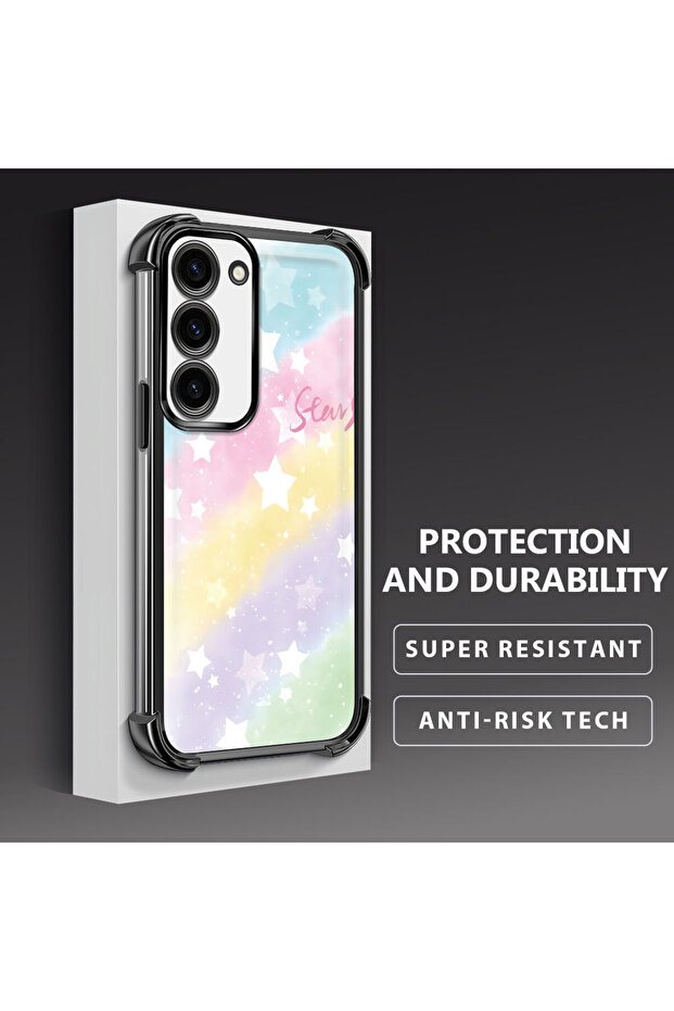 حافظة حماية من السيليكون الشفاف المتوافقة مع هاتف Samsung Galaxy S23 بأنماط قوس قزح - 4