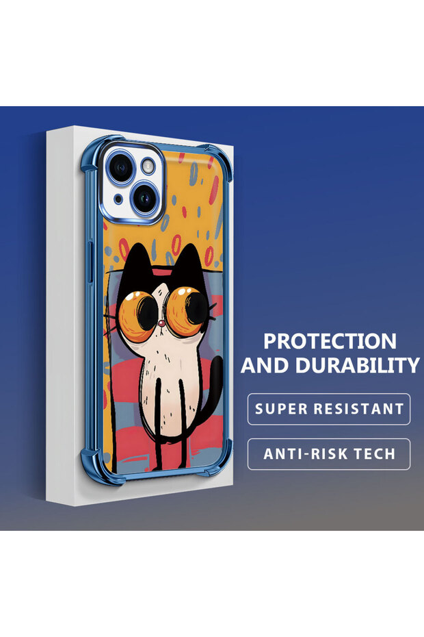 iPhone 14 Compatible Transparent Silicone Flutter Protective Case Kitten Patterns - 1