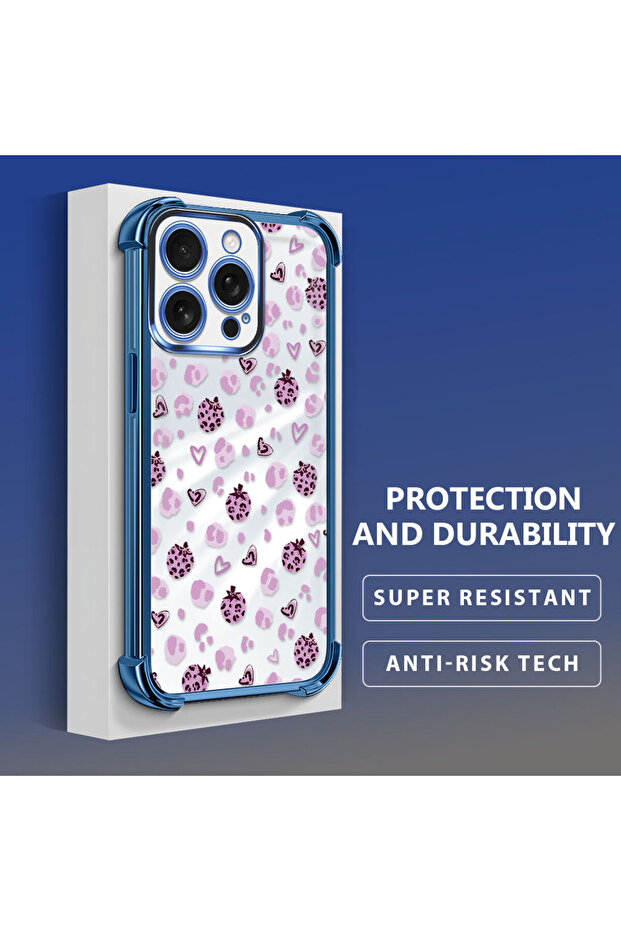 حافظة واقية من السيليكون الشفاف المتوافقة مع هاتف iPhone 16 Pro بأنماط الفراولة - 3