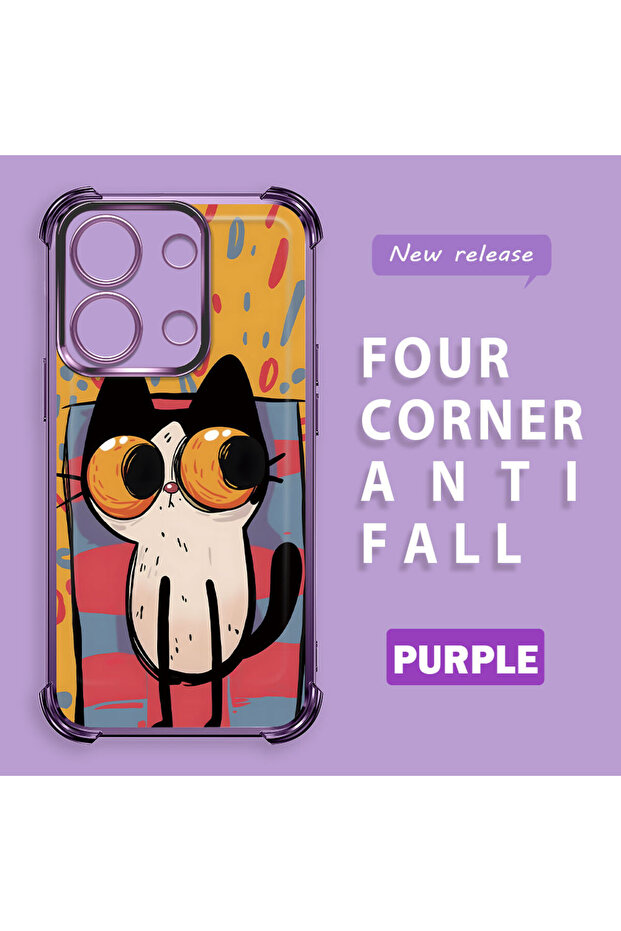 Xiaomi Redmi Note 13 Compatible Transparent Silicone Flutter Protective Case Kitten Patterns - 3