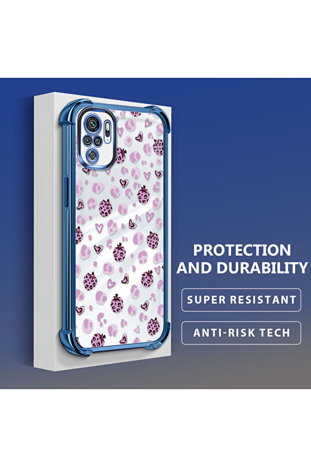 حافظة حماية من السيليكون الشفاف المتوافقة مع هاتف Xiaomi Redmi Note 10S، بأنماط الفراولة - 4